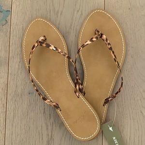 NWT J. Crew Leopard Strap Thong Sandals, size 7.5